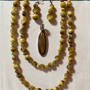 Jay King Golden Tiger Eye Beaded Necklace Set